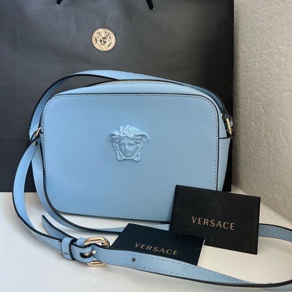 Versace Handbags - Authentic Versace Palazzo Blue Camera Bag